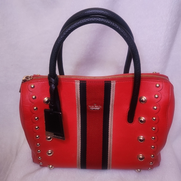 Kate Spade Madison Avenue Stewart Red Carpet Leather Studded Mega Lane Rare Bag - Picture 2 of 16